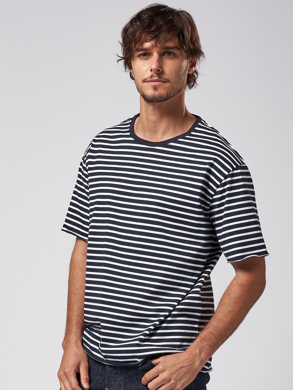wjk - 《予約品》 wide cut-off border S/S / ボーダーTシャツ