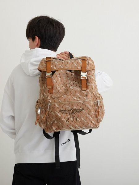 DOUBLE BUCKLE JACQUARD BACKPACK/ リュック / ブラウン