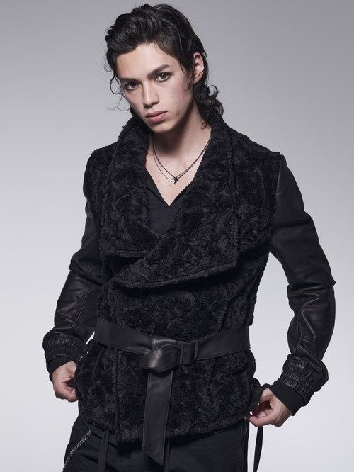 《予約品》 RapelShortJacket / 袖革ボアラペルジャケット / ブラック 【kiryuyrik】