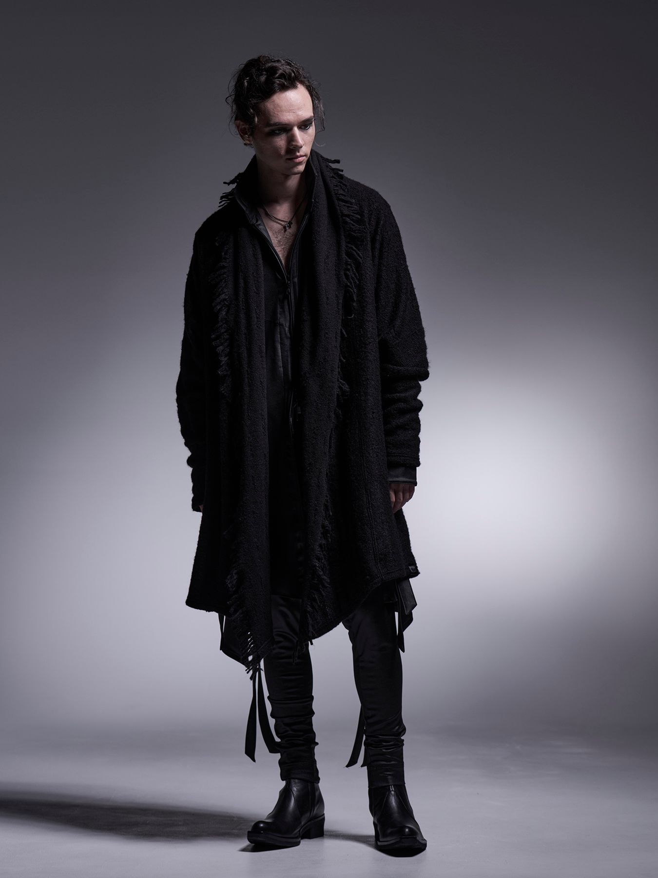 【予約品 7月13日(日) 締切】Dolman Fringe Cardigan / ドルマンフリンジカーディガン / ブラック&ブラック