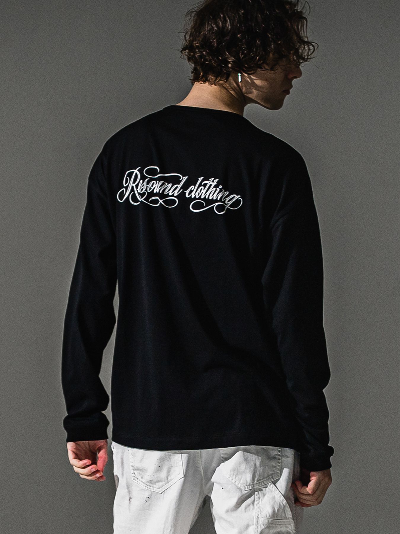 【予約品】PIN ST RC over longsleave Tee / ピンストライプロゴ オーバーサイズ ロングスリーブ Tシャツ / ブラック