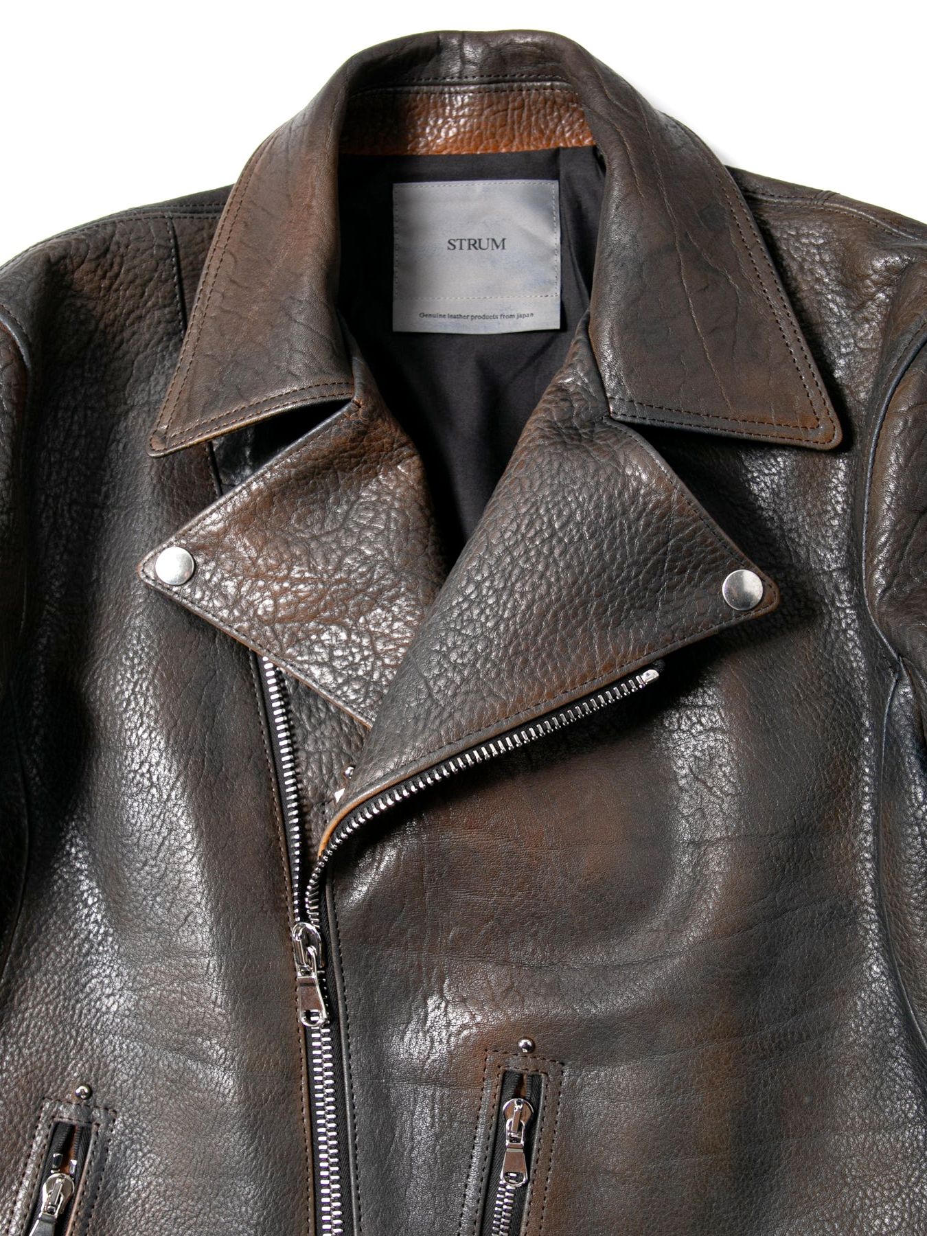 【予約品 10月12日(日) 締切】Full Vegetable Tanned Italian Double Shoulder Steer Hide Garment Burning Dyed Double Riders / イタリアンダブルショルダー燃焼製品染めダブルライダース / HI-FLYER