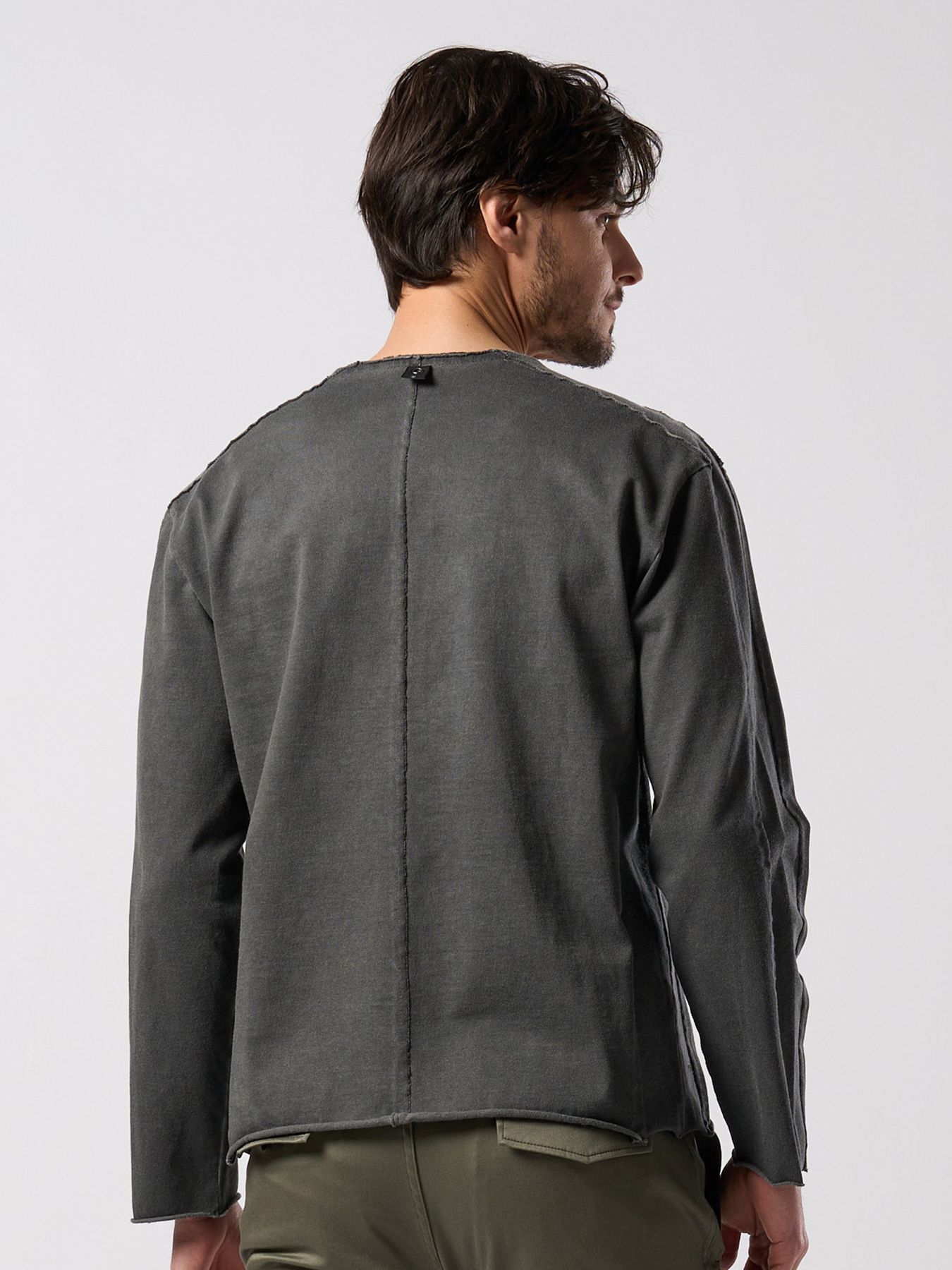 【予約品 4月19日(日) 18時締切】tight jersey cut-off L/S / タイトジャージー カットオフ ロングスリーブ / ダークチャコール