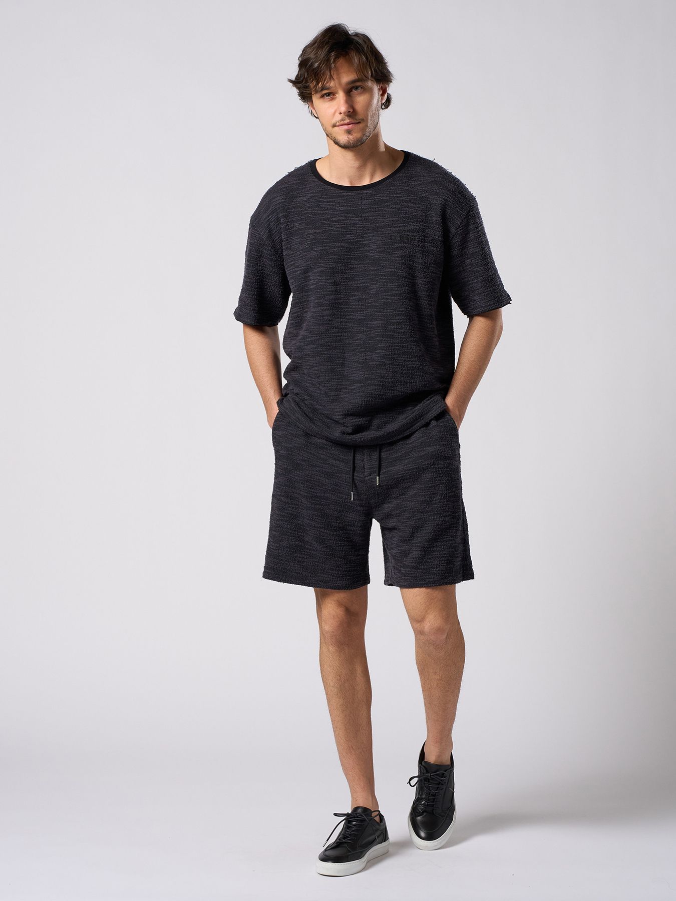 【予約品 1月25日(日) 締切】muta × wjk collection：knit jacquard relax shorts / ニットジャガード リラックスショーツ / ブラック