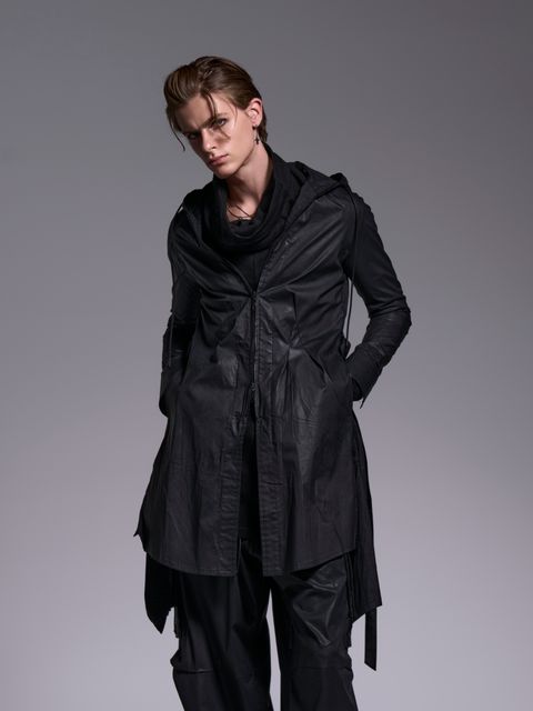 【予約品 1月4日(日) 締切】Flare Hoodie Coat / フレアフーディーコート / ブラックコーティング