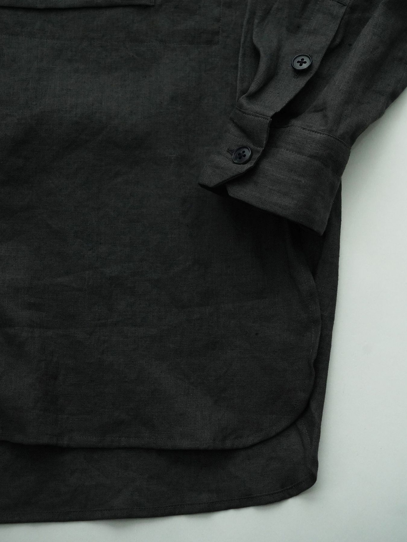 【予約品 11月23日(日) 締切】LINENOVERSHIRT / リネン ポロシャツ / CHARCOAL