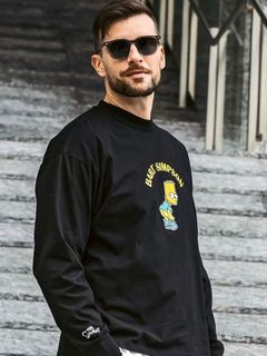 The Simpsons/バートシンプソン/ロングTシャツ刺繍 / ブラック1PIU1UGUALE3 RELAX