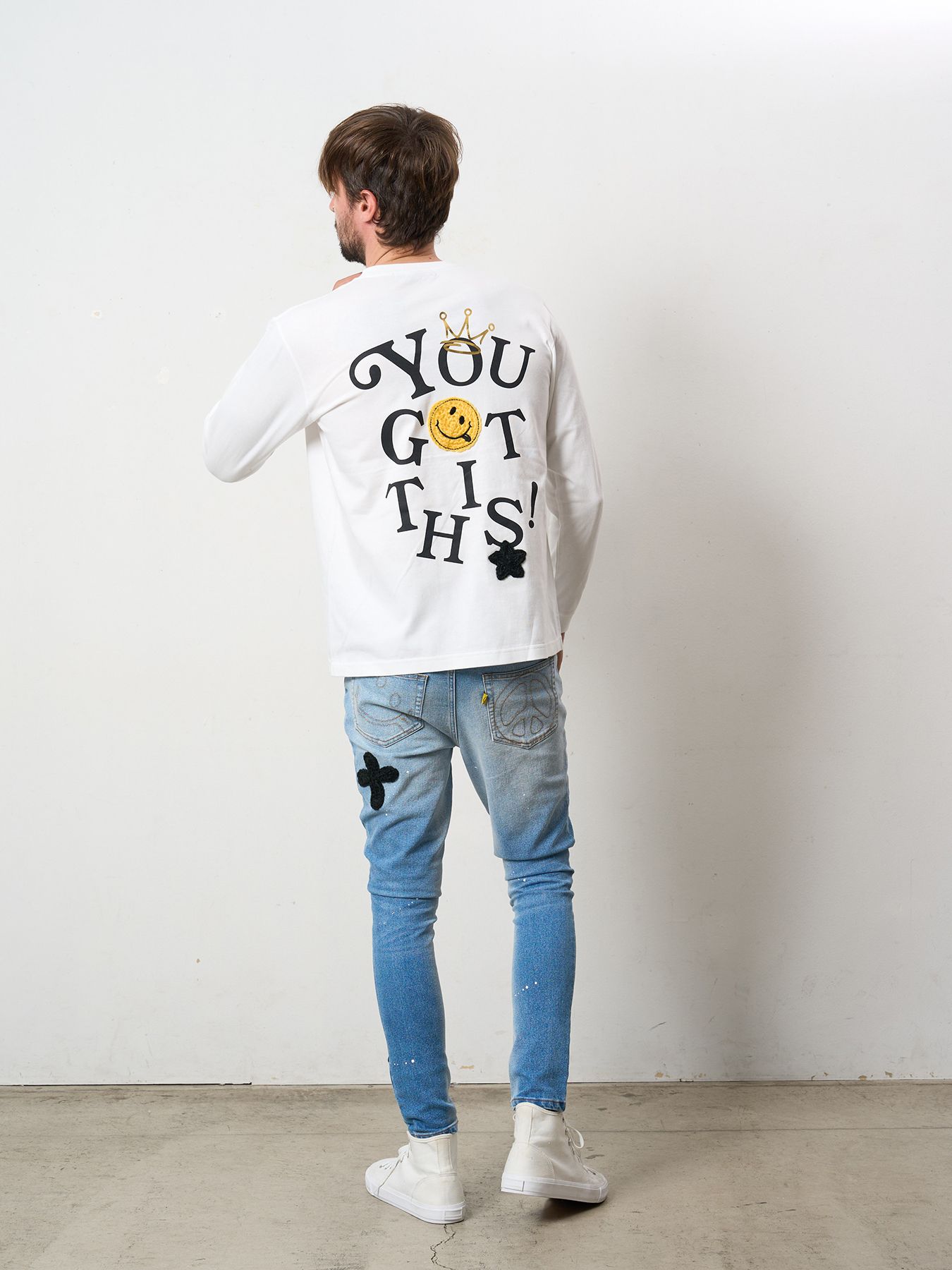 【予約品 】 5.6ozコットン天竺 YOU GOT THIS シークインLS Tシャツ / ホワイト
