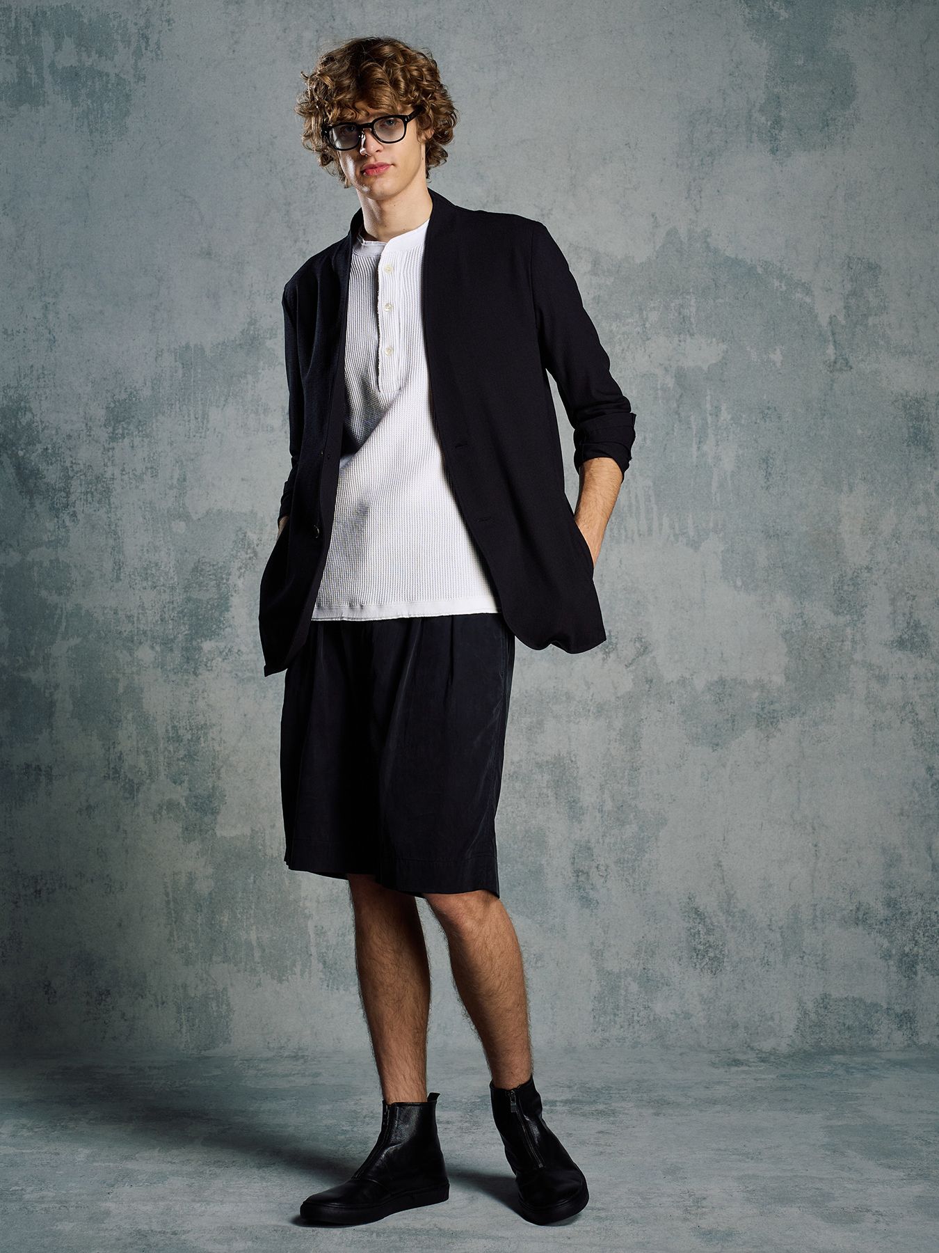 【予約品 1月25日(日) 締切】waffle henley S/S / ワッフルヘンリー ショートスリーブ / ブラック