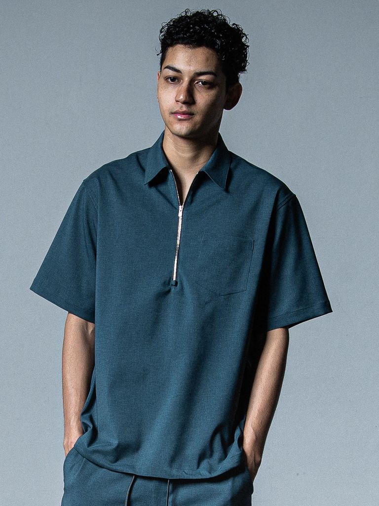 《予約品》 PULLOVER HALF SHIRT  / ハーフジップシャツ / グリーン