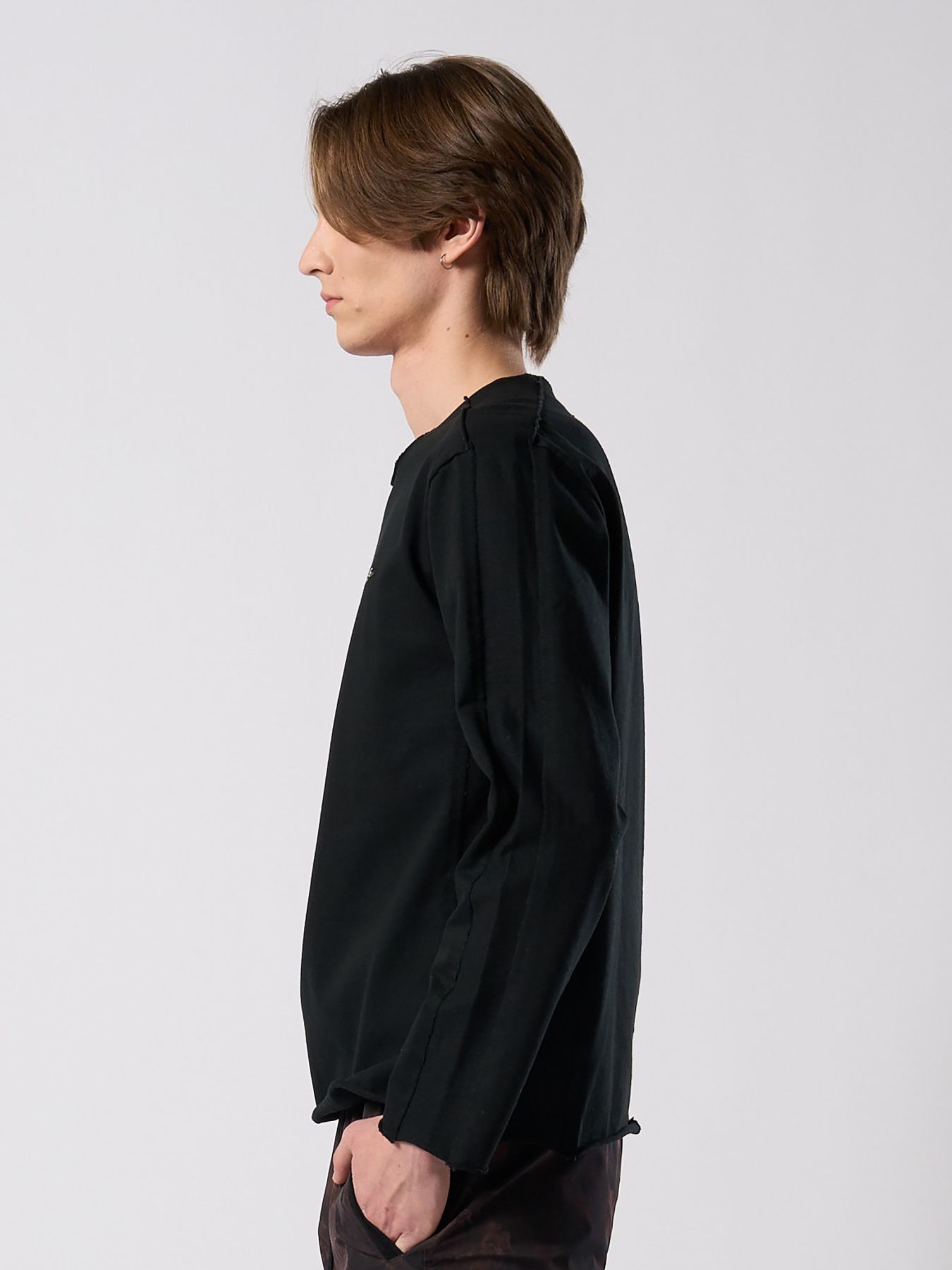 【予約品 4月19日(日) 18時締切】tight jersey cut-off L/S / タイトジャージー カットオフ ロングスリーブ / ブラック