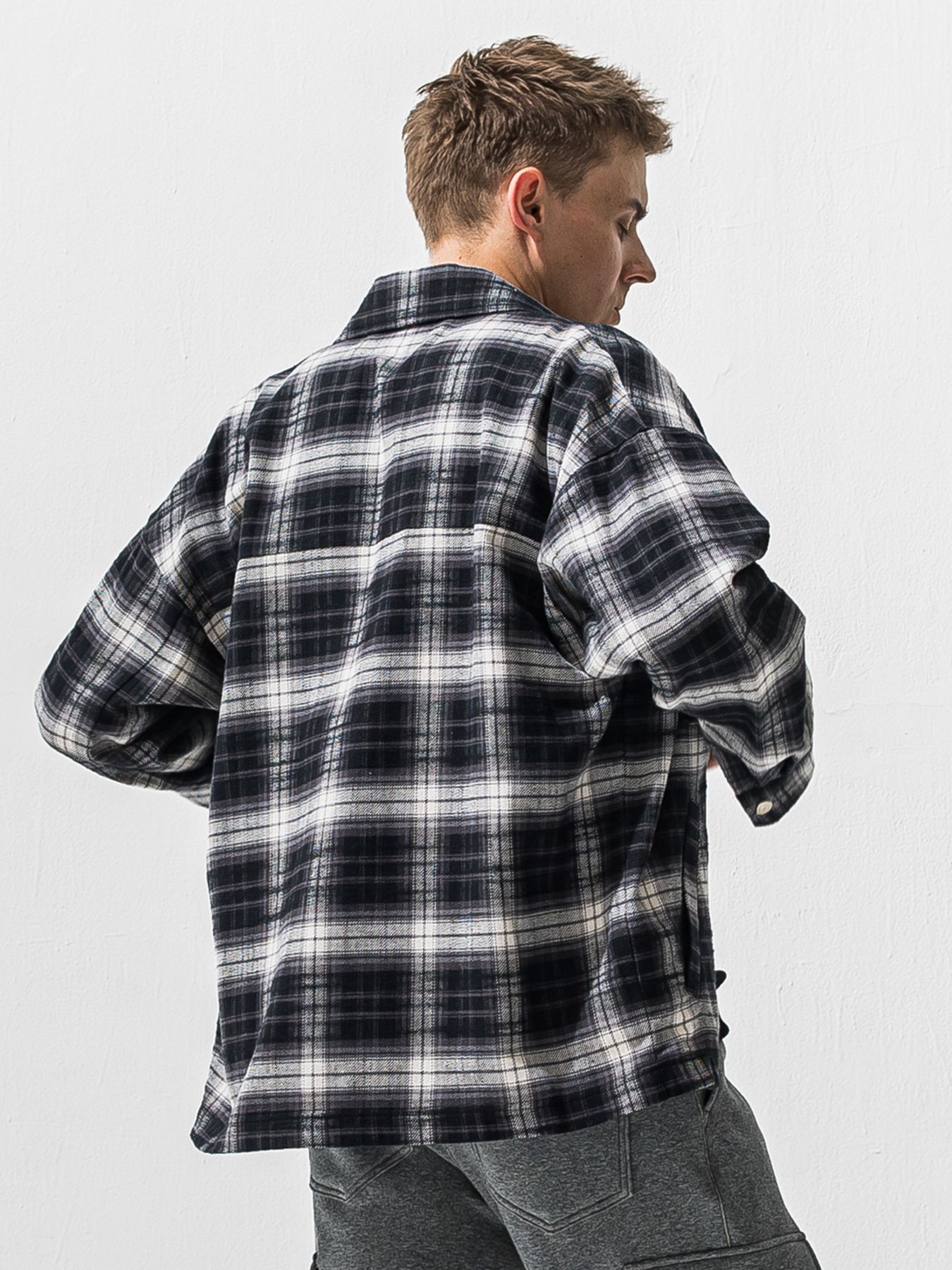 【予約品 9月6日(日) 締切】OLD SLUB CHECK JK / ヴィンテージ ネルジャケット / ブラック