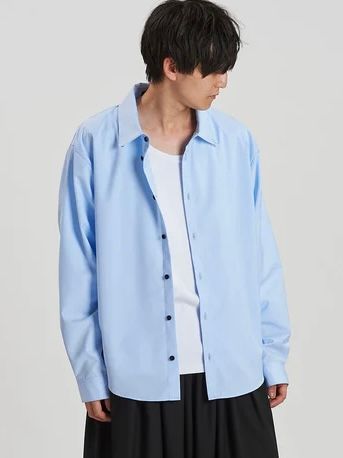 共生地ネクタイ付シャツ サックス  【NOID.】