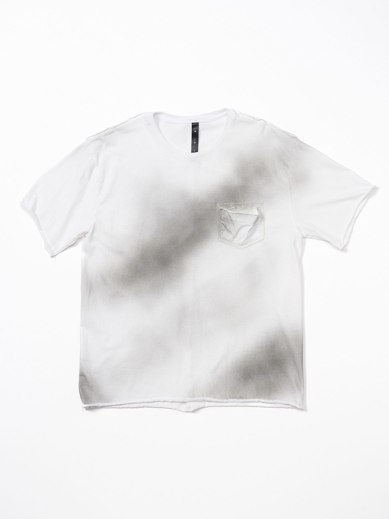 【予約品 9月23日(火) 締切】spray dye leather pocket-T / スプレーダイ レザーポケットTシャツ / ホワイト×ブラック