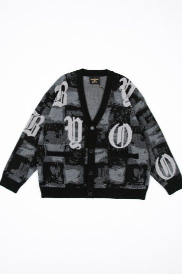 MOSAIC PATTERNED KNIT CARDIGAN/ ブラック 【BOY LONDON】