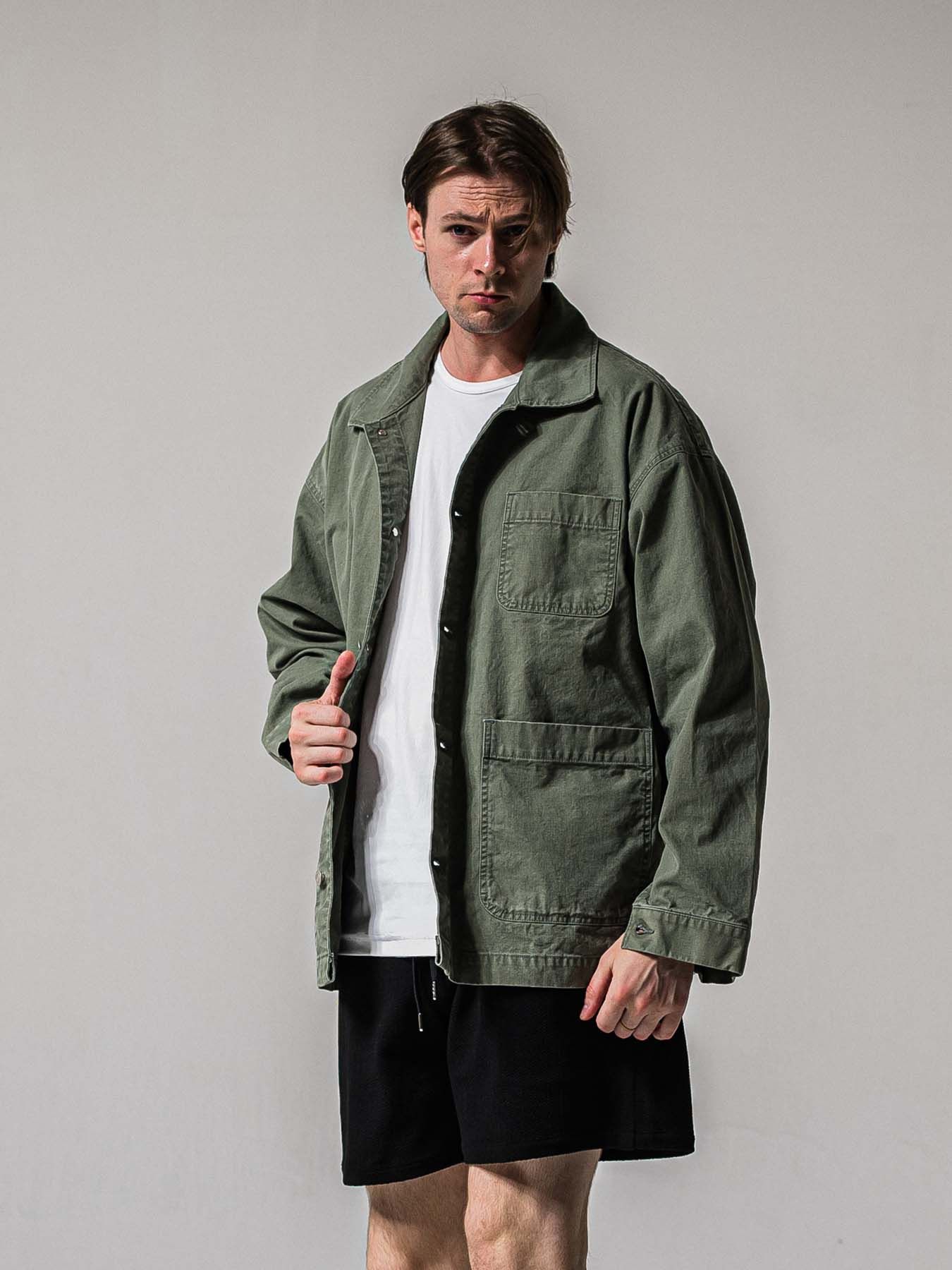 【予約品 11月16日(日) 締切】RC COVER ALL / ミリタリーキャンバス カーバーオールジャケット / ダークカーキ