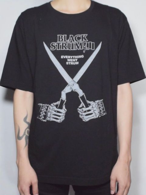 Natural Soft Cotton Oversize BLACK STRUM Crew Neck T-shirt  / ブラック 【STRUM】