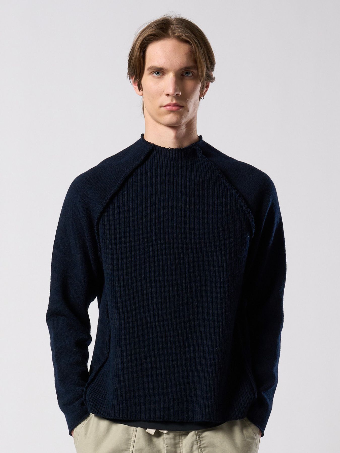 【予約品 4月19日(日) 18時締切】lomond×powder line high-neck knit / ライン ハイネックニット / ネイビー