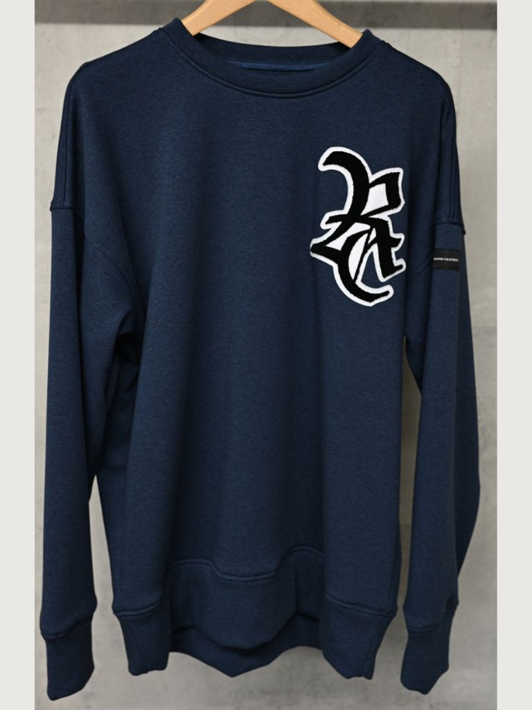 RC chenille velours fleece drop trainer  / ルーズトレーナー / ネイビー