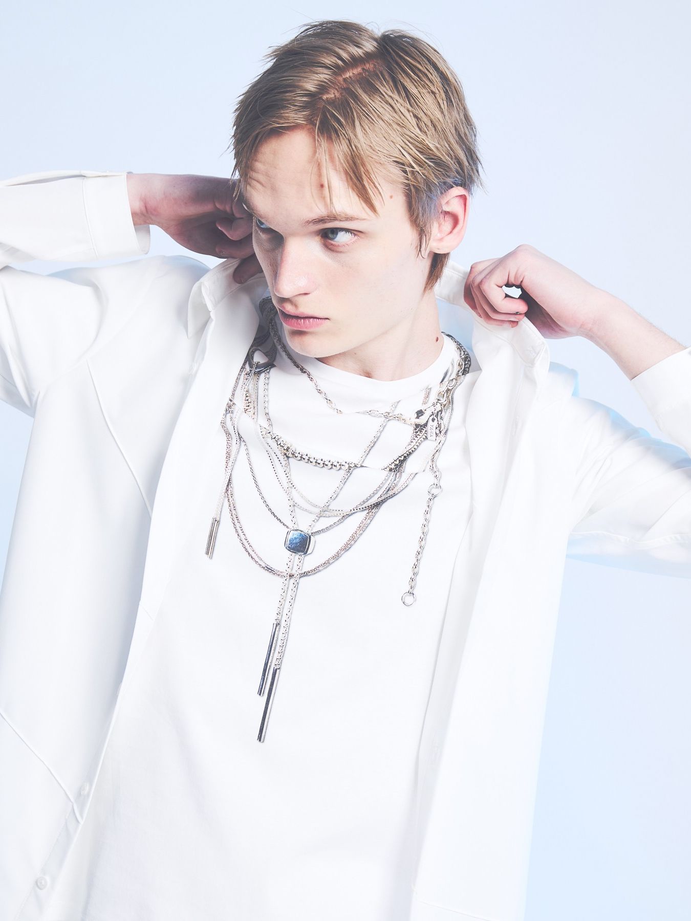 《YArKA × 5351》ネックレス プリント 半袖 Tシャツ / ホワイト【5351 POUR LES HOMMES】