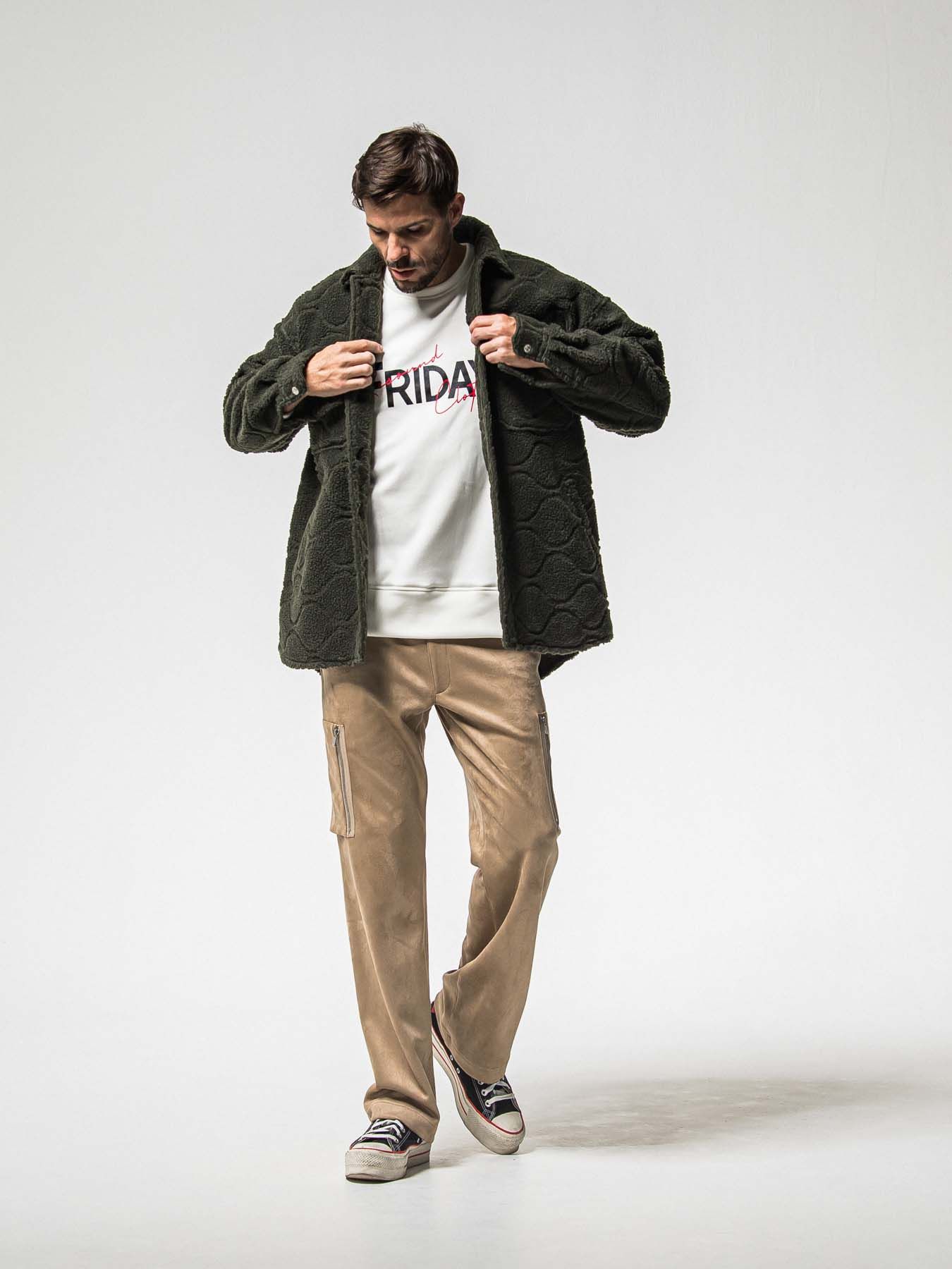 【予約品 8月31日(日) 締切】FRIDAY OLD LOGO VEROURS FLEECE TRAINER / FRIDAYコラボ オールドロゴ ベロアフリース トレーナー / ホワイト