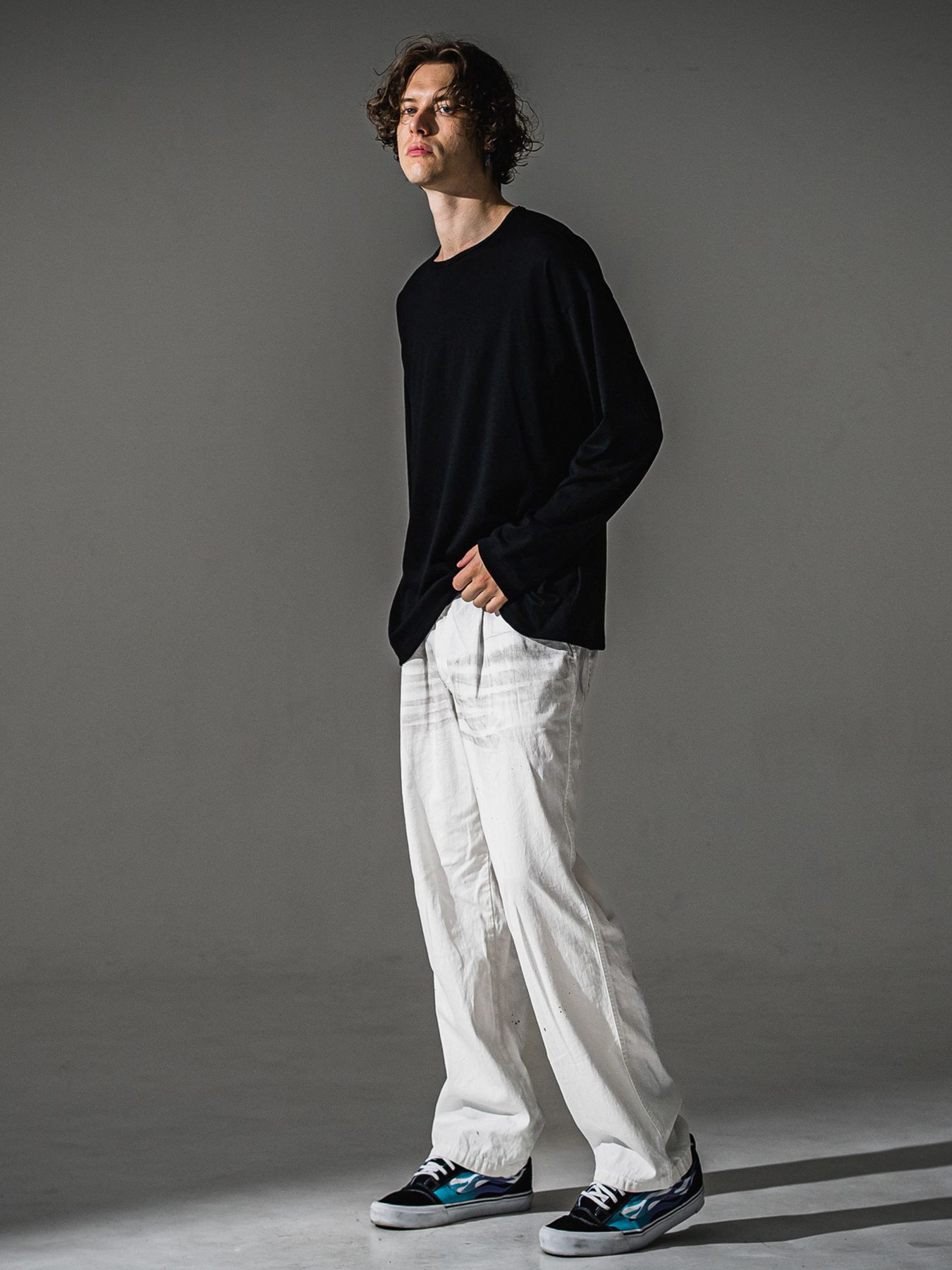 【予約品】PIN ST RC over longsleave Tee / ピンストライプロゴ オーバーサイズ ロングスリーブ Tシャツ / ブラック