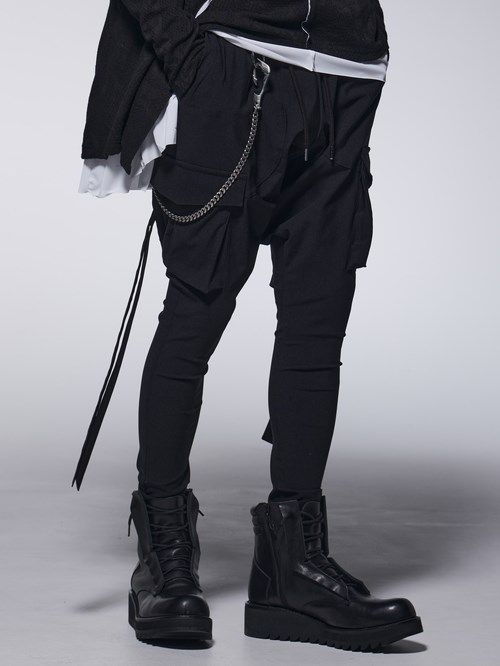 《予約品》 SaruelCargoPants / スワロ装飾カーゴパンツ / ブラック 【kiryuyrik】 9月以降入荷予定