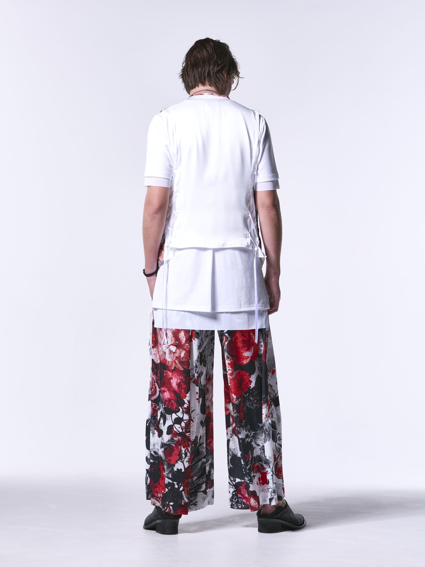 《予約品》 SlitWideTuckSlacks / スリットワイドスラックス / サテンホワイト＆レッド