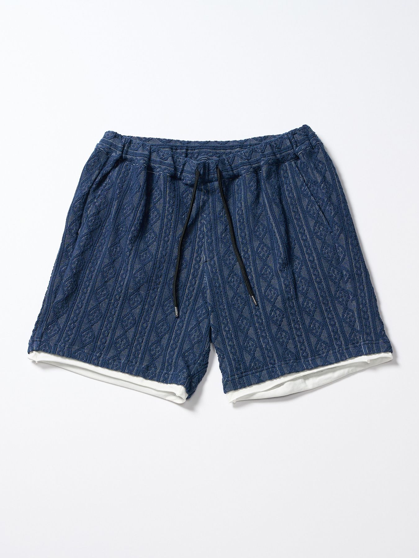 【予約品 1月25日(日) 締切】jacquard summer knit shorts / ジャガード サマーニット ショーツ / ネイビー