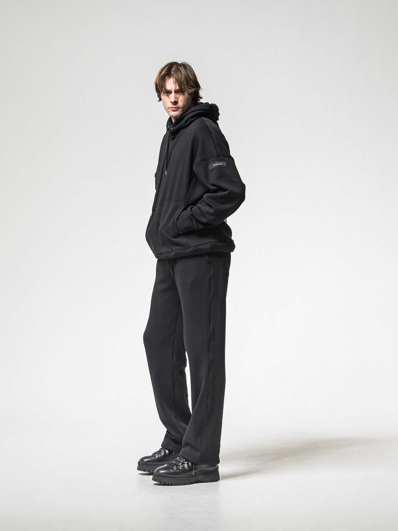 【予約品 8月31日(日) 締切】 VELOURS FLEECE WIDE TUCK PANTS / ベロアフリース ワイドタックパンツ / ブラック