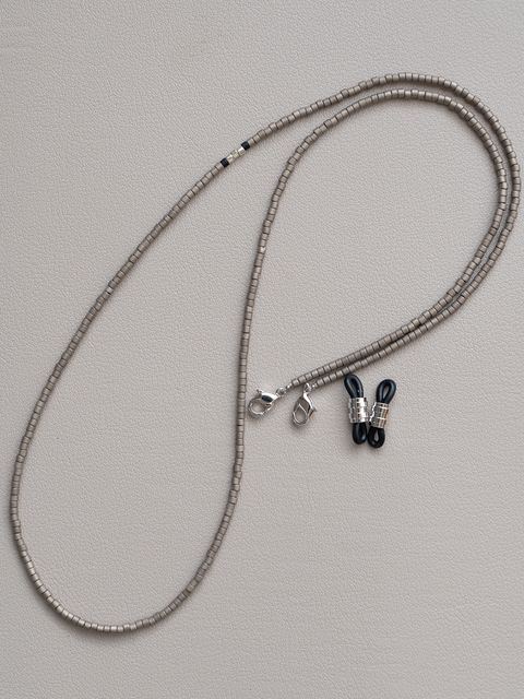 《予約品》 BEADS GLASS CORD&NECKLACE / グラスコード&ネックレス / グレー 【Iroquois.SENTI】