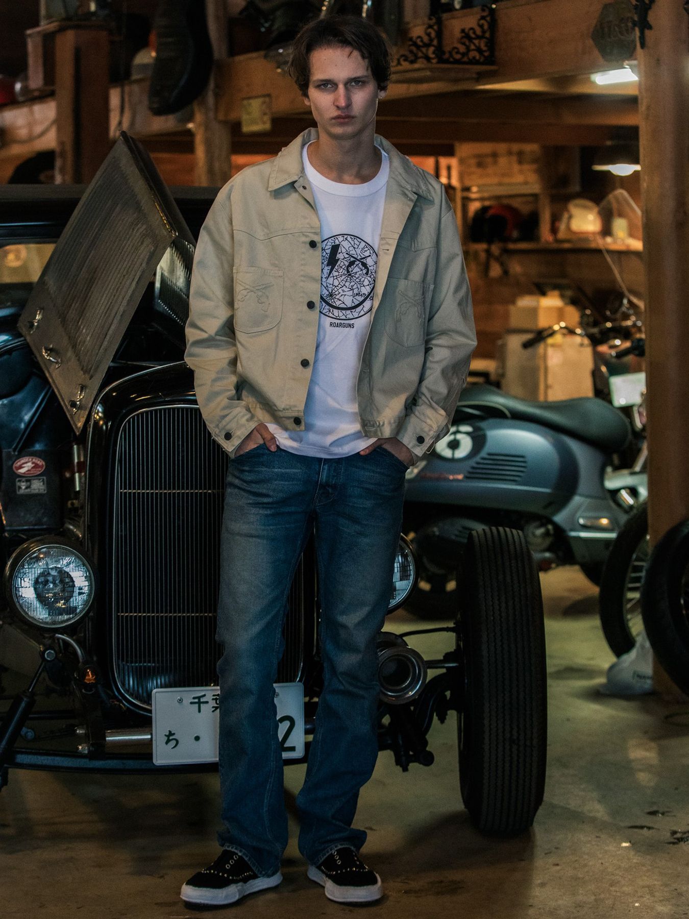 【予約品 3月9日(月) 18:00 締切】STRETCH DENIM PT / ストレッチデニム ブーツカットパンツ / ブラック