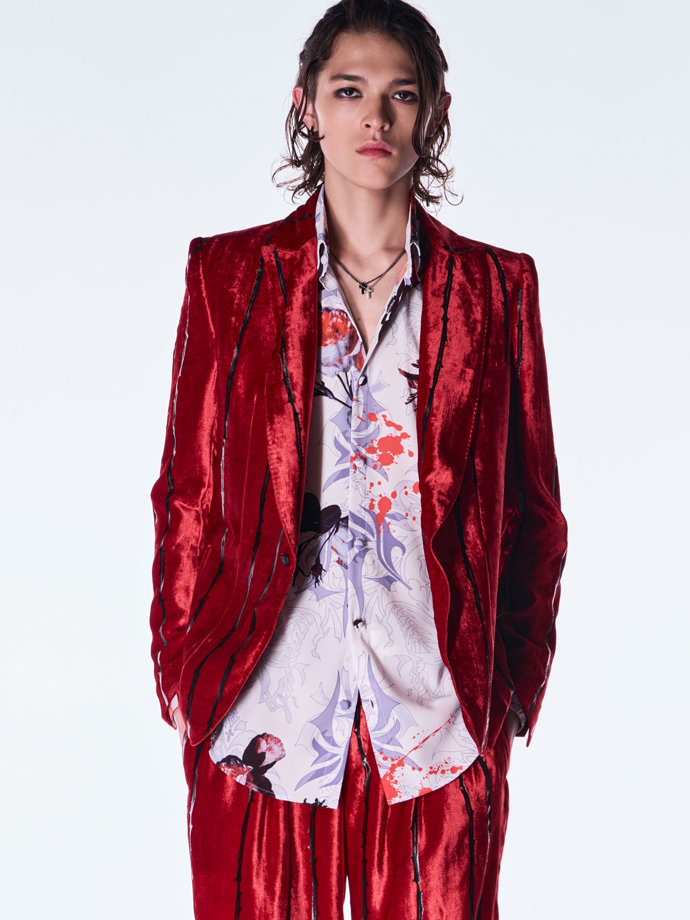 【予約品 6月29日(月) 締切】TOGE Velvet Peaked Jacket / ベルベット ピークドラぺル ジャケット / レッド