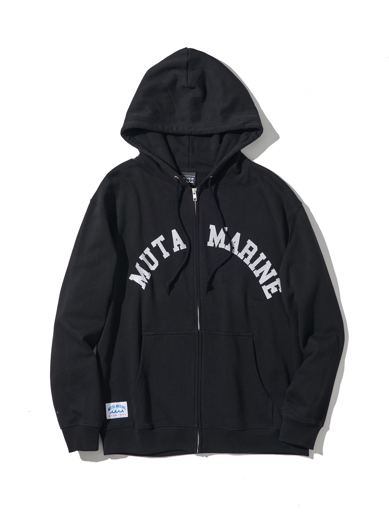 【予約品 10月9日(木) 締切】muta Arc Logo Zip Up Hooded Sweatshirt / ジップパーカー / ブラック【Acanthus × muta MARINE】