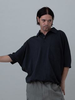 【予約品 11月23日(日) 締切】WINGPOLO / コットンリネン ポロシャツ / CHARCOAL