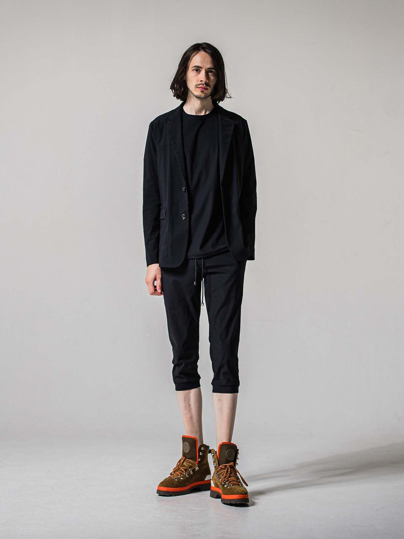 【予約品 11月16日(日) 締切】GARY LOOSE JACKET / ルーズフィット ジャージ テーラードジャケット / ナイロンブラック