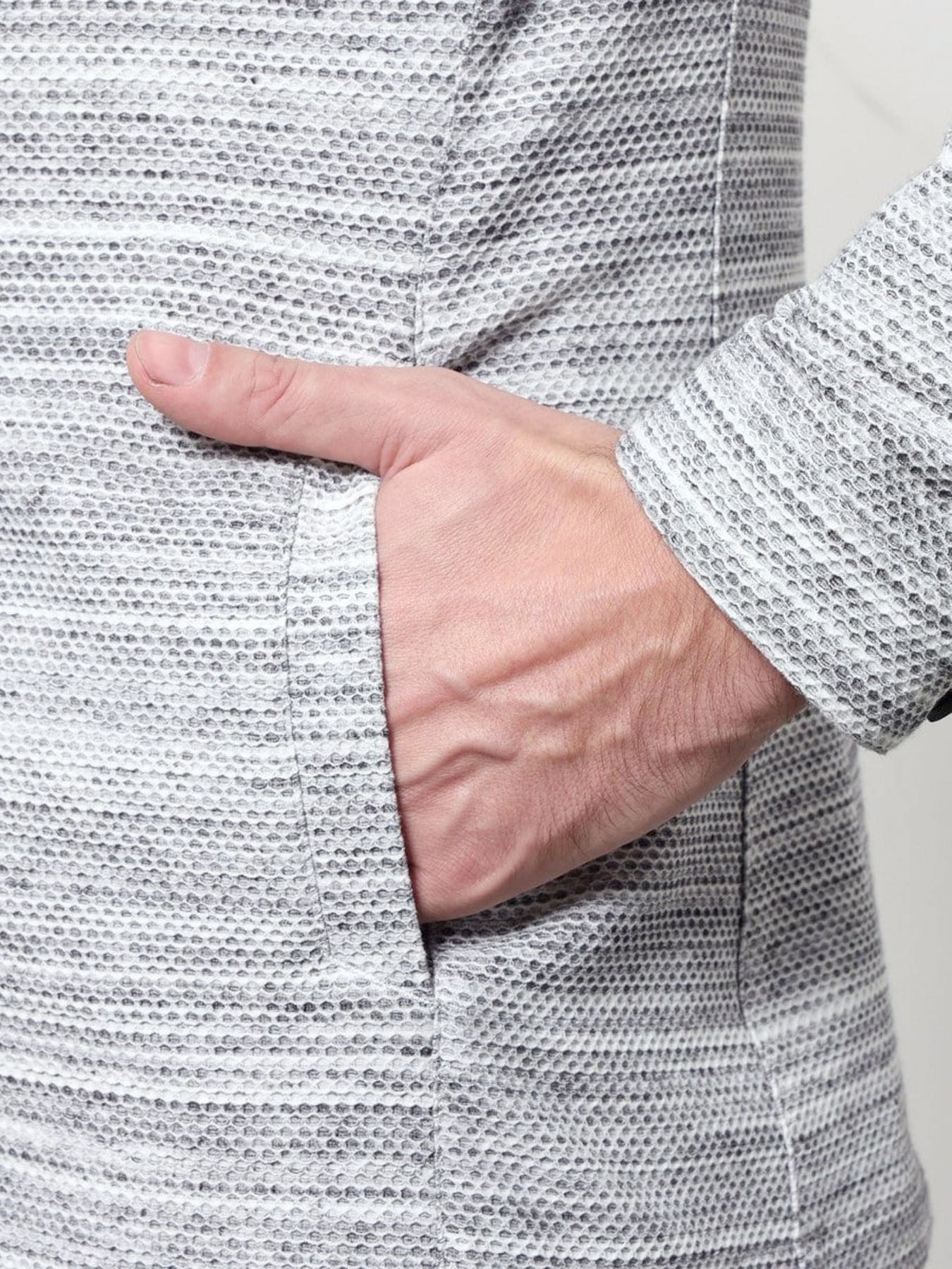 ハニカムジャガードラペルジャケット / ブルー×ネイビー 【HIDEAWAYS NICOLE】