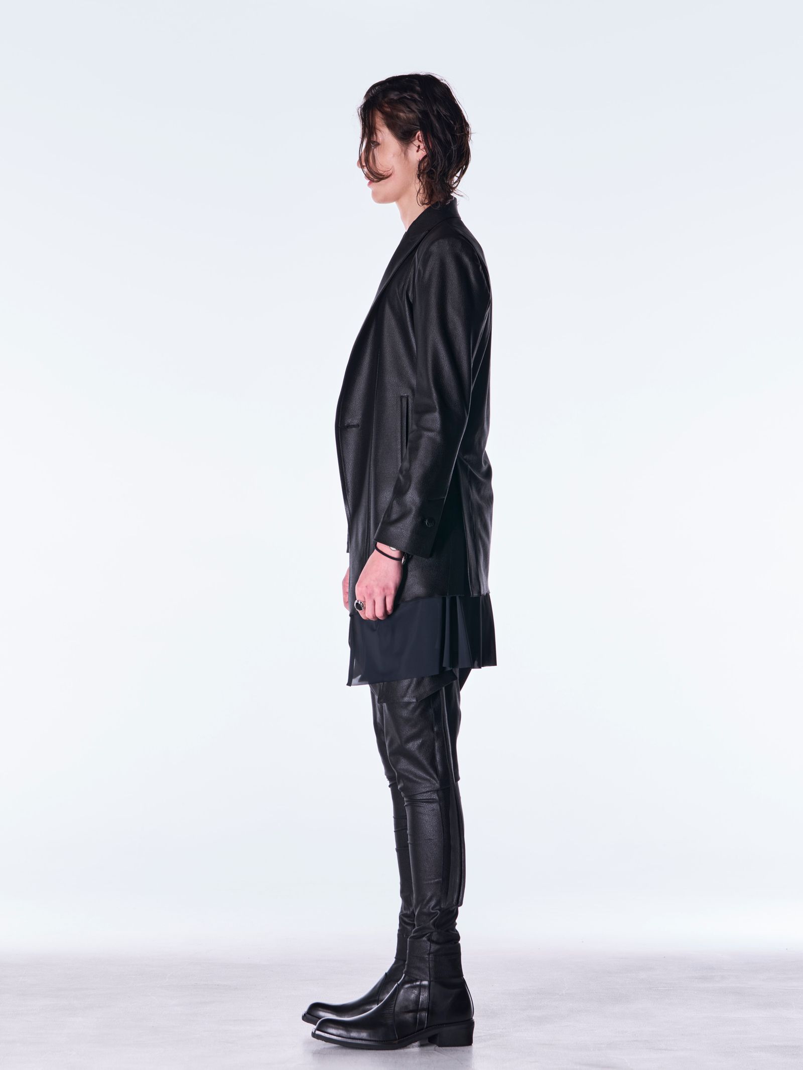 【予約品 6月29日(月) 締切】Emboss Silley Jersey Layerd Jacket / レイヤードジャケット / ブラック