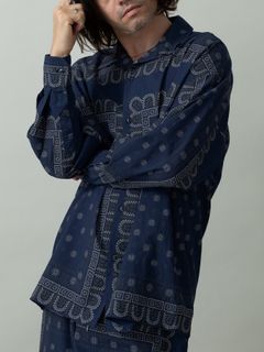 【予約品 2月1日(日) 締切】VINTAGEBANDANA SHIRTS / ヴインテージバンダナ柄 長袖シャツ / ネイビー