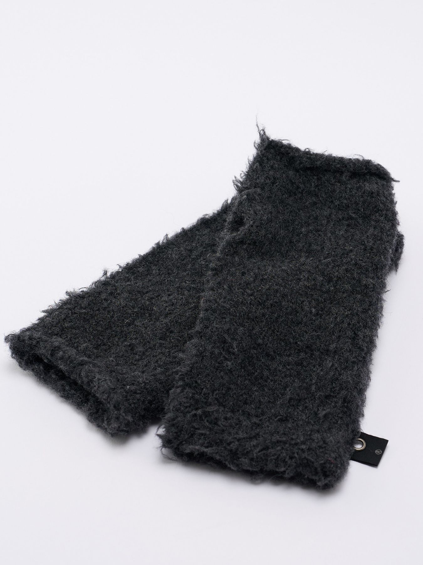 【予約品 4月19日(日) 18時締切】fancy yarn knit hand warmer / ニットハンドウォーマー / チャコール