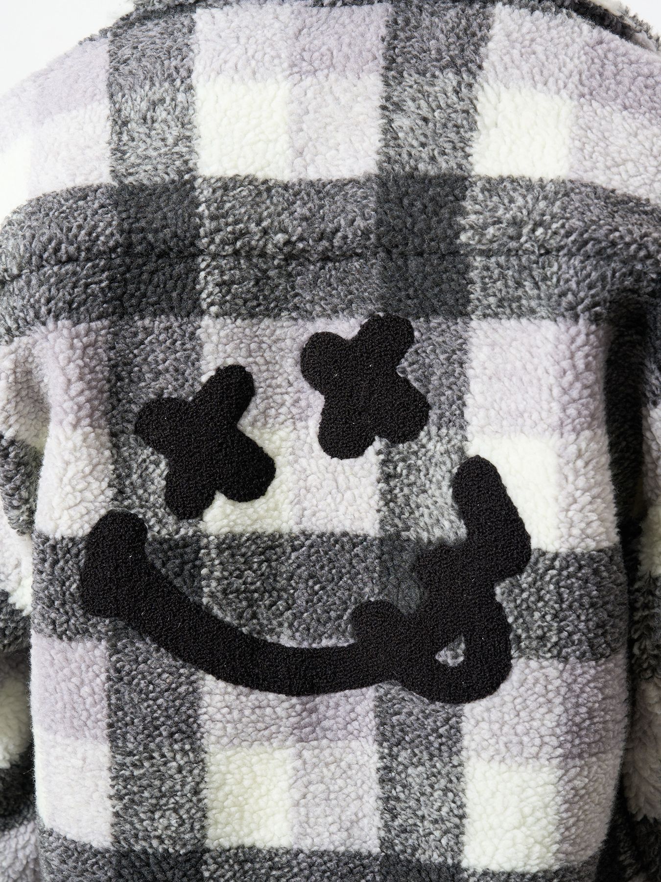 【予約品 】 ブロックチェックムックボア サガラパッチワークブルゾン / M.グレー
