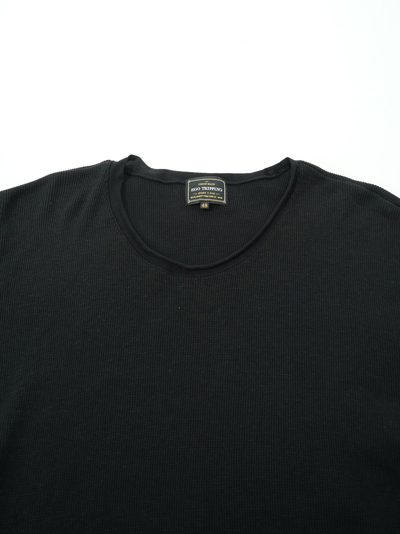 【予約品 5月27日(水) 締切】WOOLTHERMAL-TEE print / ロゴプリント ローリングネックTシャツ / ブラック