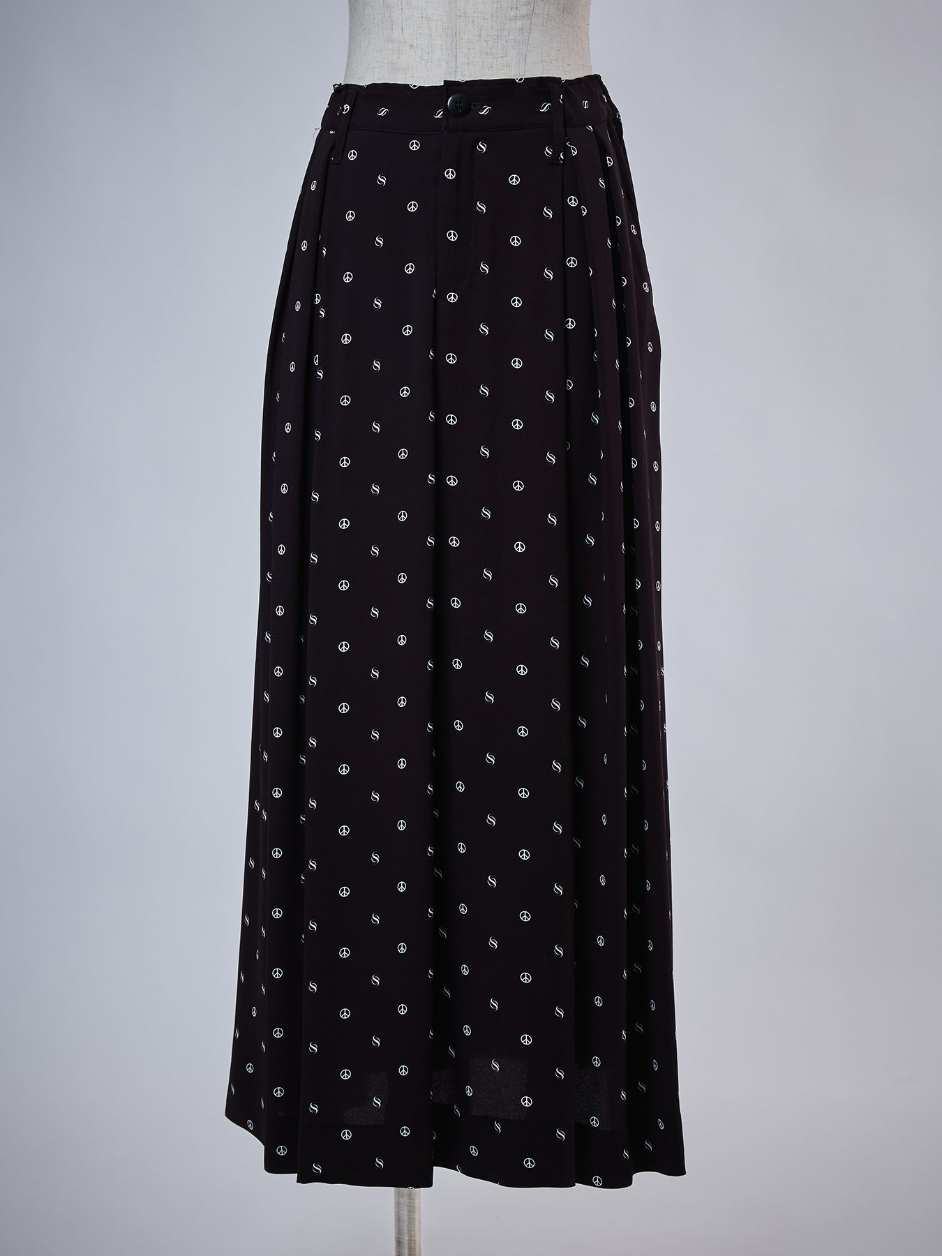 【予約品 4月26日(日) 締切】Peace Dot Drape Skirt / ピースドット ドレープスカート / ブラック