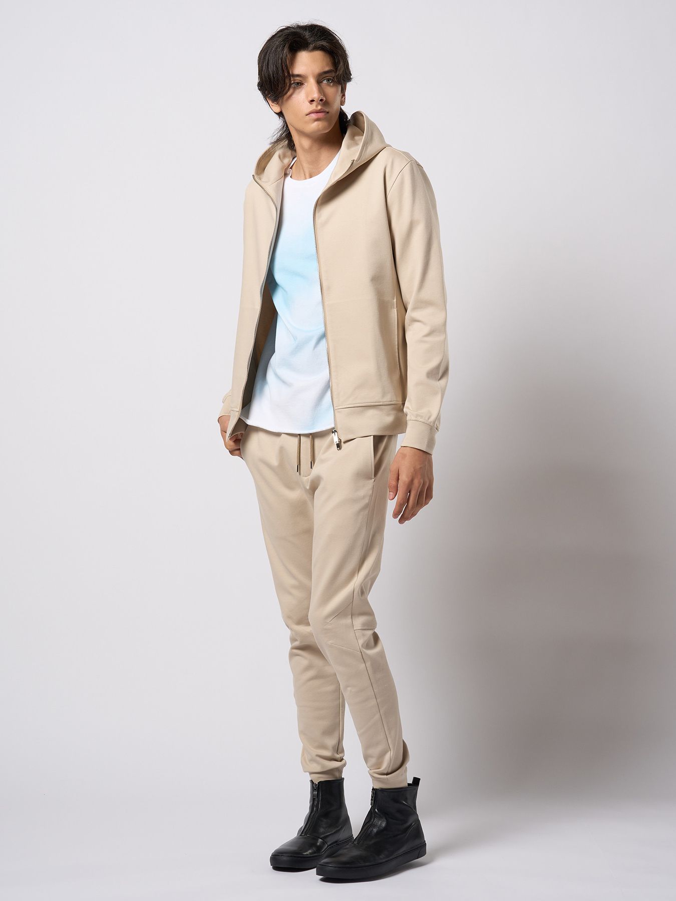 【予約品 9月23日(火) 締切】basic rib sweat pants / ベーシック リブスウェットパンツ / ライトベージュ