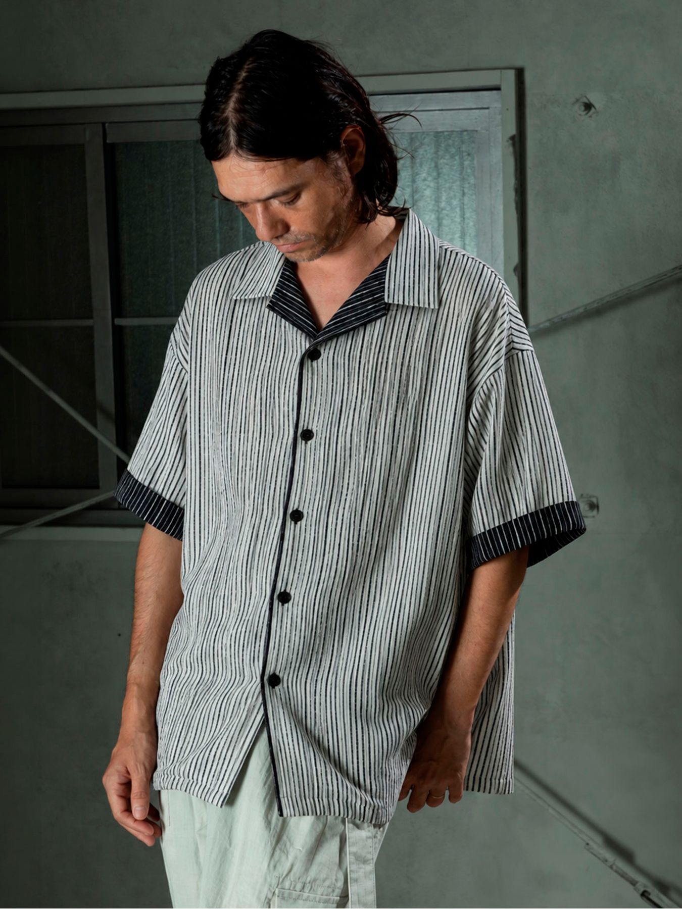 【予約品 11月9日(月) 締切】WAVESTRIPESHIRT / ジャガードストライプシャツ / グレー