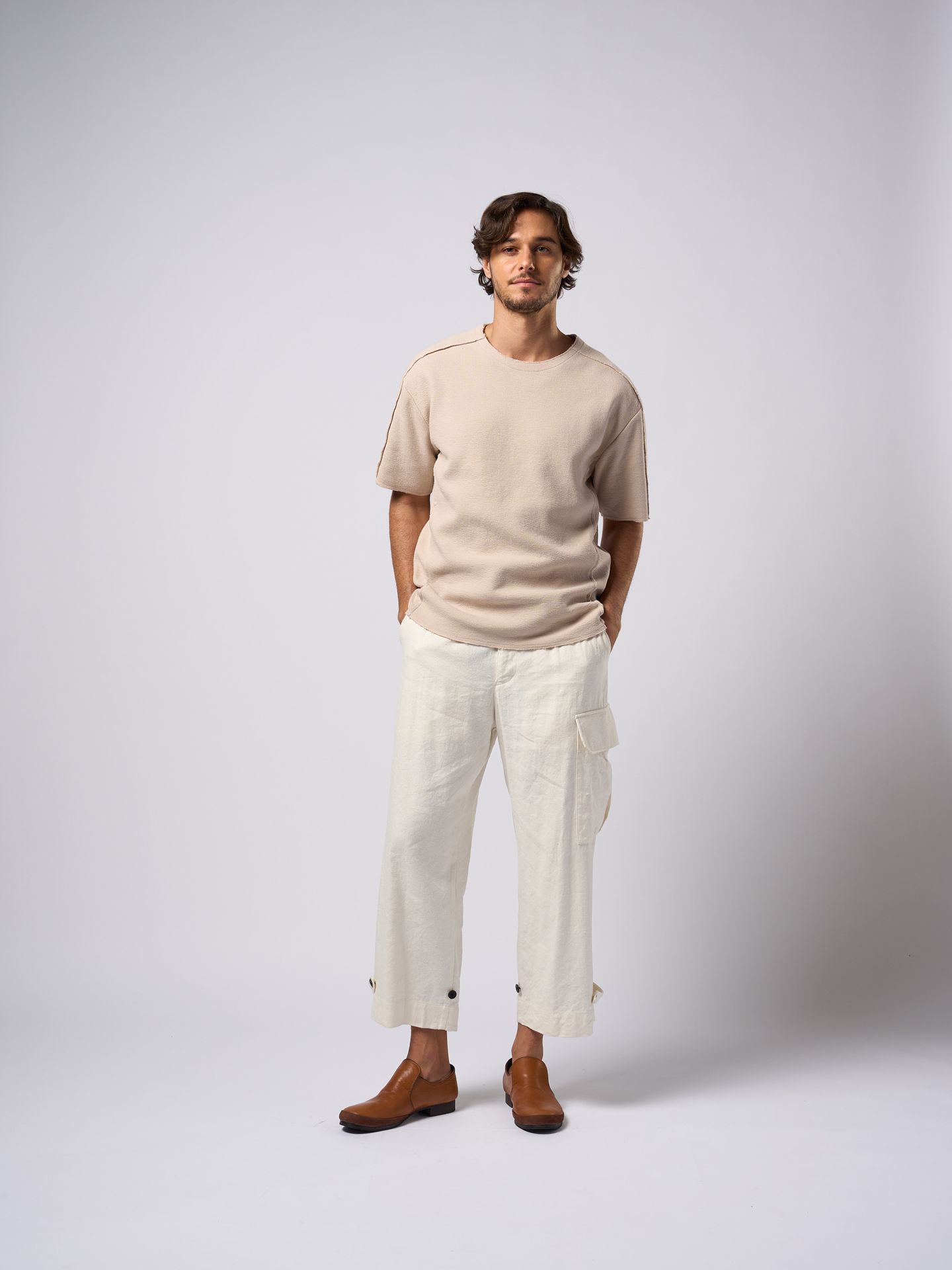 【予約品9月16日 10時締め】 side pocket easy cropped  / イージーパンツ / ホワイト