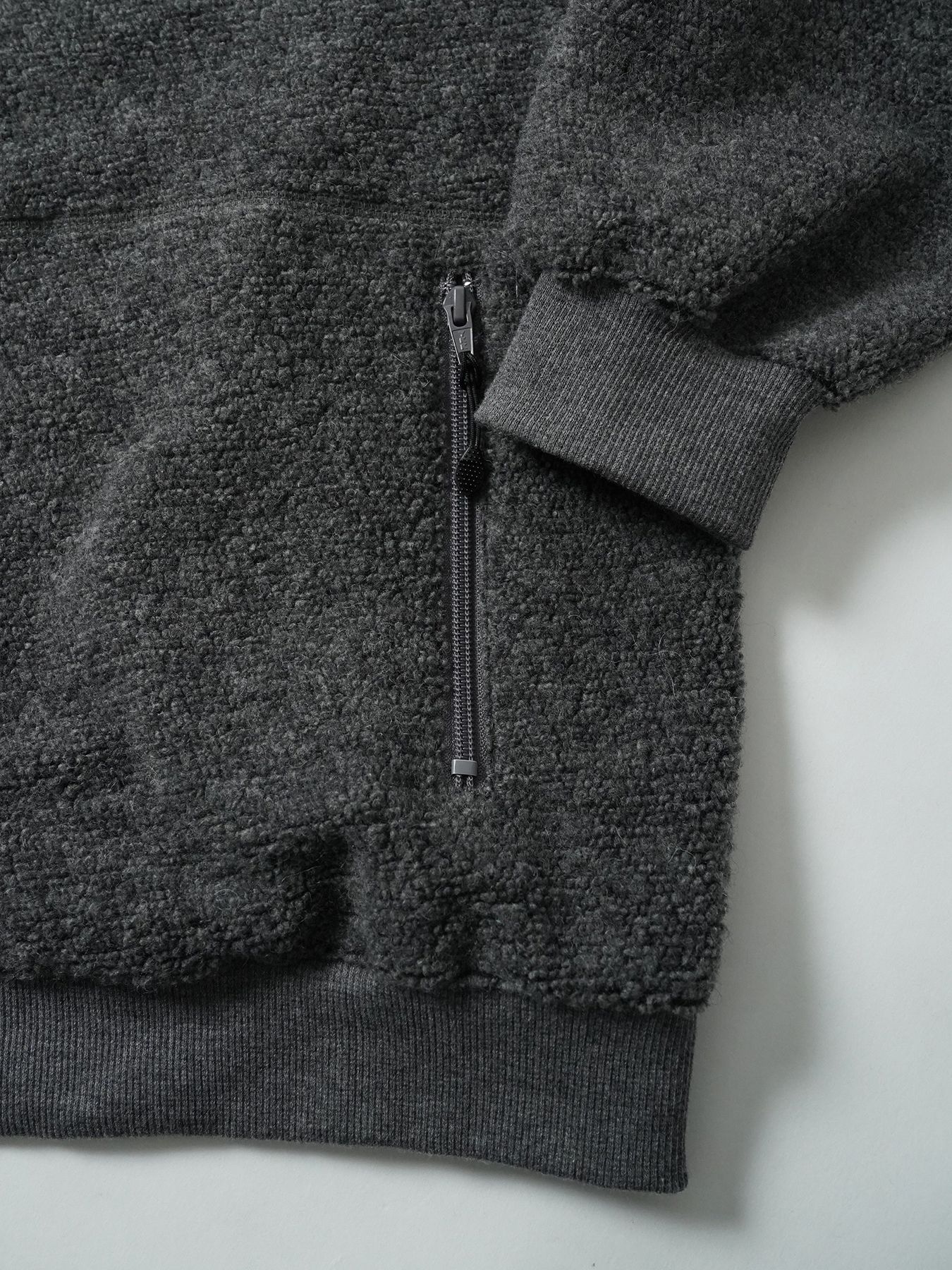 【予約品 5月27日(水) 締切】WOOLBOA-LINERJACKET / ウールボアブルゾン / 杢チャコール