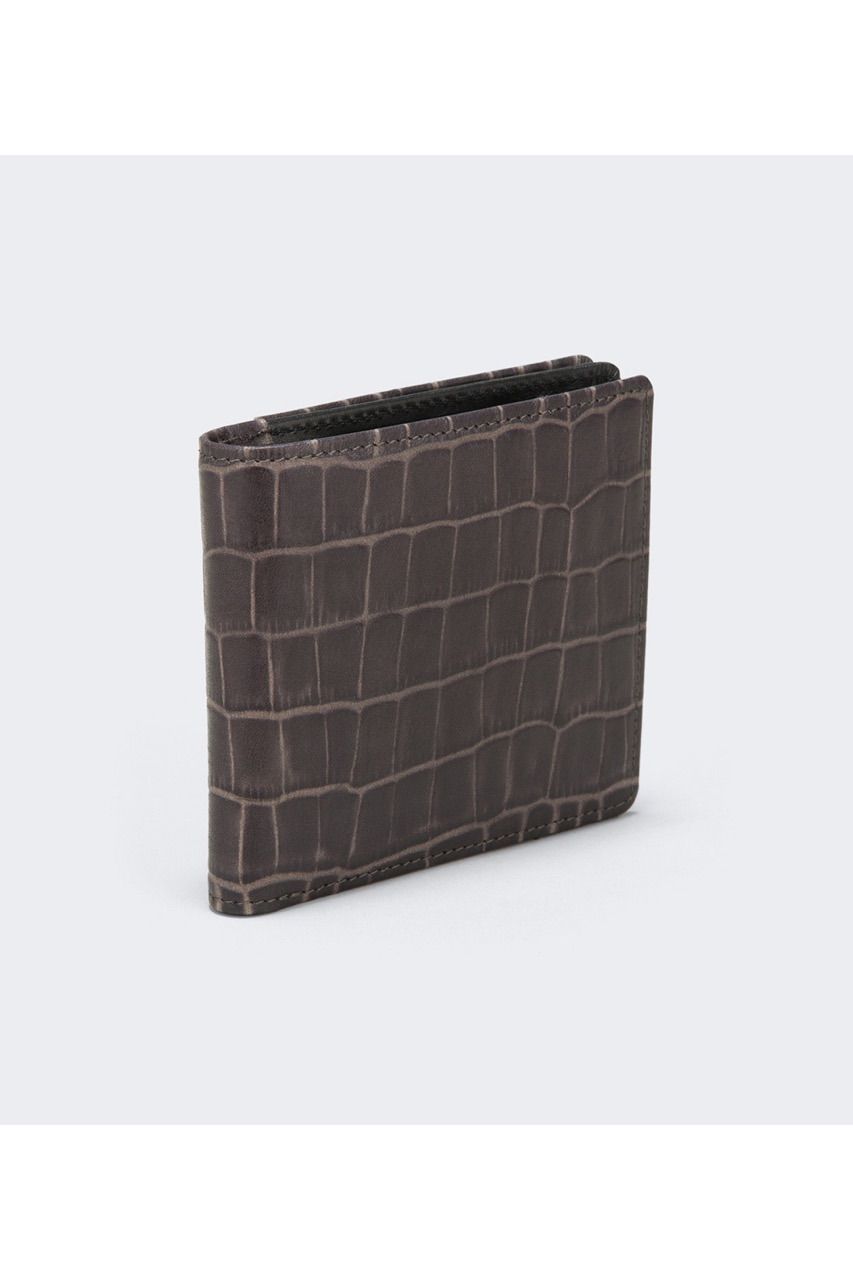 二つ折り財布 Tint Embossing Leather / Pale Black 【aniary】