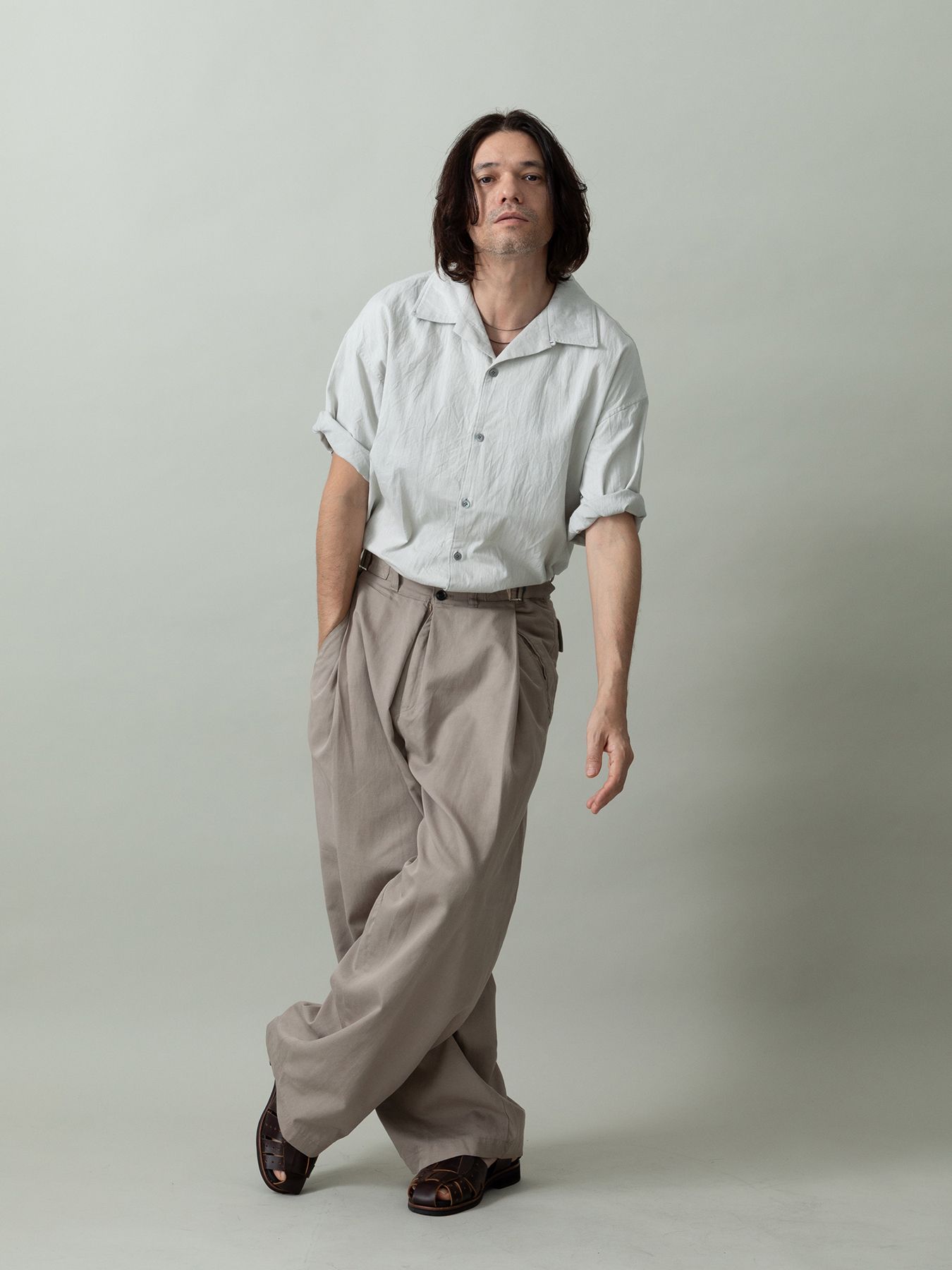 【予約品 2月1日(日) 締切】FLIPSHIRTS / オープンカラーシャツ / ライトグレー