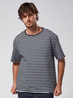 《予約品》 wide cut-off border S/S / ボーダーTシャツ / ネイビー